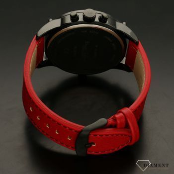 Zegarek męski BRUNO CALVANI na czerwonym pasku BC1381 BLACK CZARNA TARCZA. Zegarek męski Bruno Calvani na czerwonym pasku wyposażony jest w kwarcowy mechanizm, zasilany za pomocą baterii (5).jpg